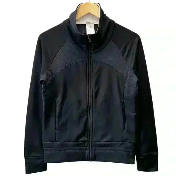 Adidas ClimaCool Zip Up Track Running Jacket Athletic Gym Bomber Black Medium - Picture 2 of 15